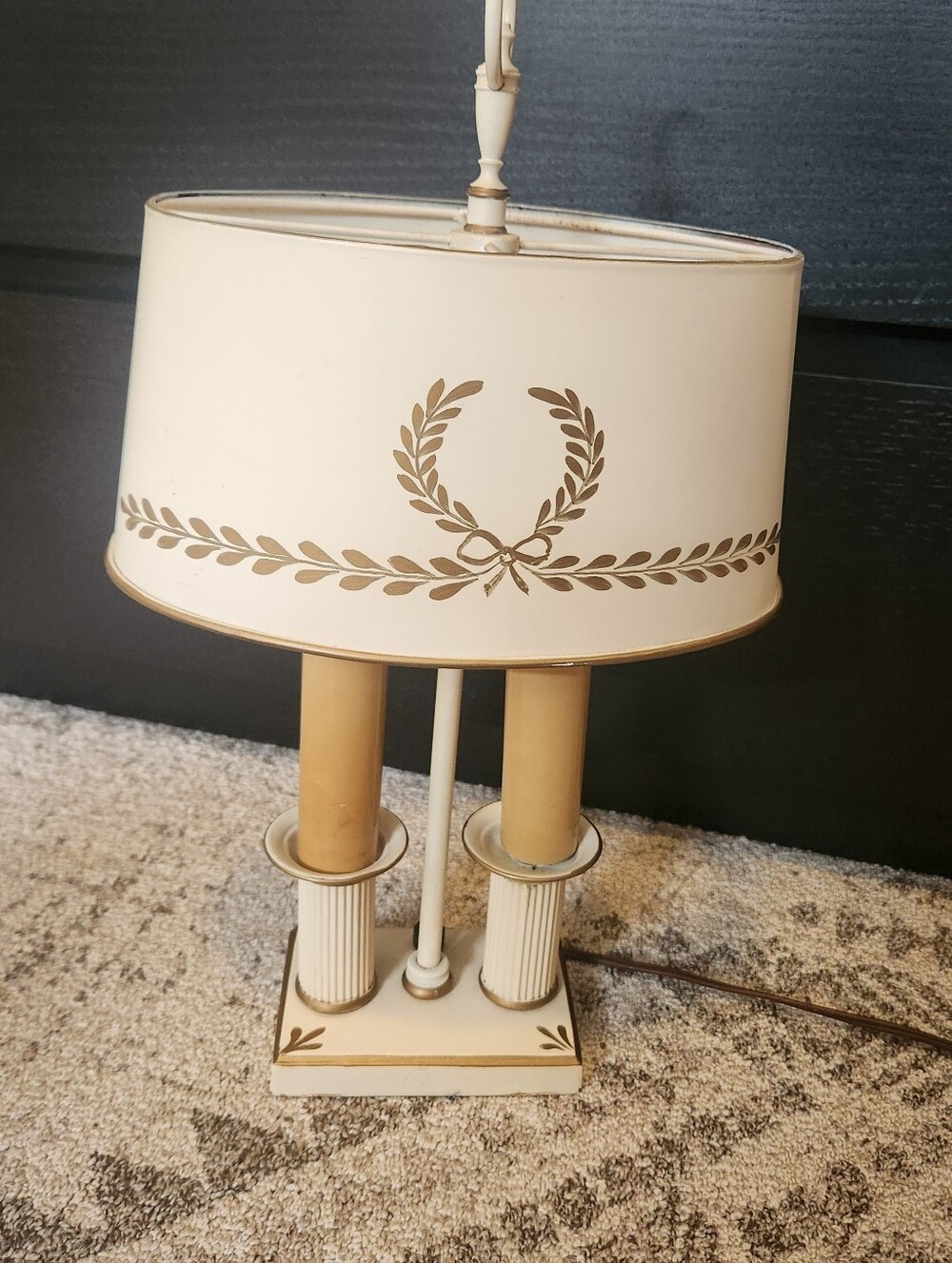 Vintage Cream And Gold Bouillotte Lamp - Picture 2 of 15